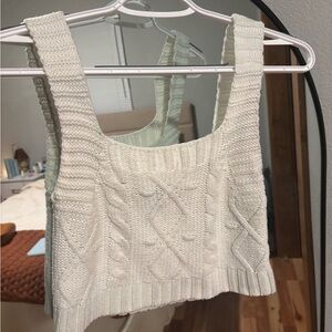 White Cable Knit Crop Top